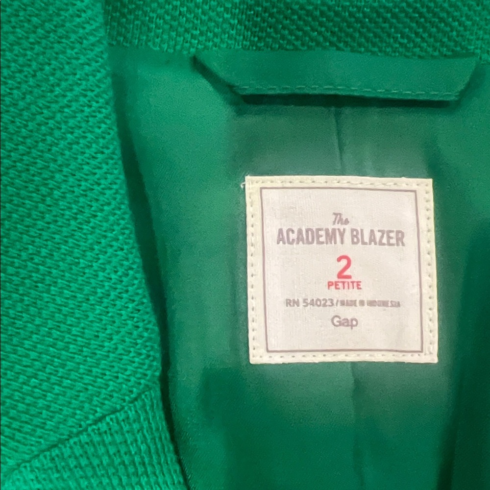GAP Vibrant Green Blazer with White Piping - Picture 3 of 4